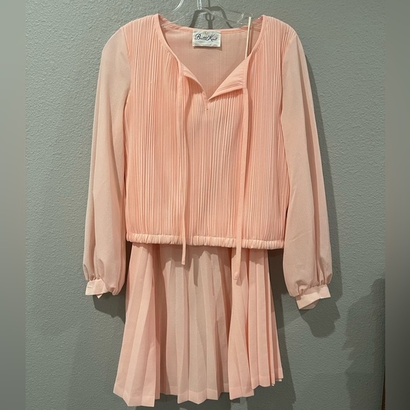 VINTAGE Butte Knit 2-piece matching SET sz XS/S SILK SKIRT PLEATED SCHOOLGIRL - Picture 6 of 13